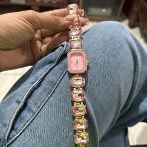Rose Elegance Gem Timepiece Bracelet Watch